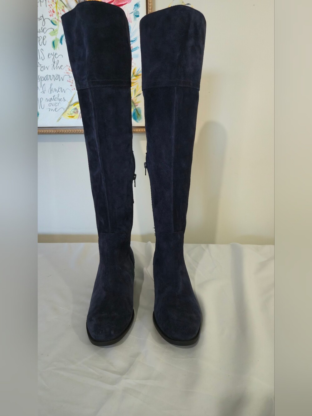 Vince Camuto Navy Suede Over-the-Knee Boots